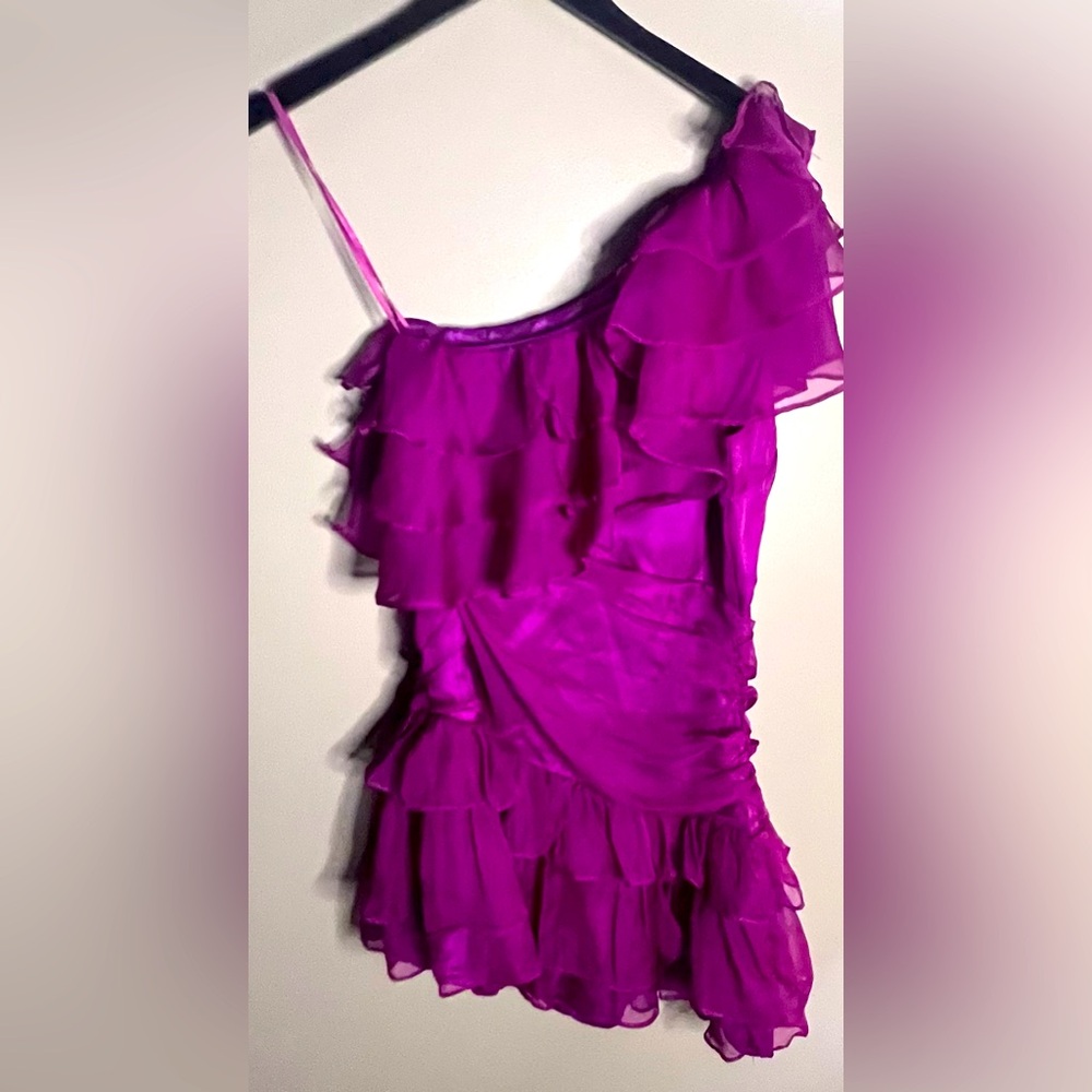 DO+BE Magenta Ruffle One Shoulder Mini Dress Size Small - Picture 5 of 8
